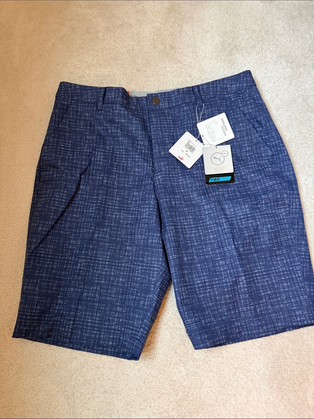 Puma Men's Navy Blue Textured Hybrid Shorts